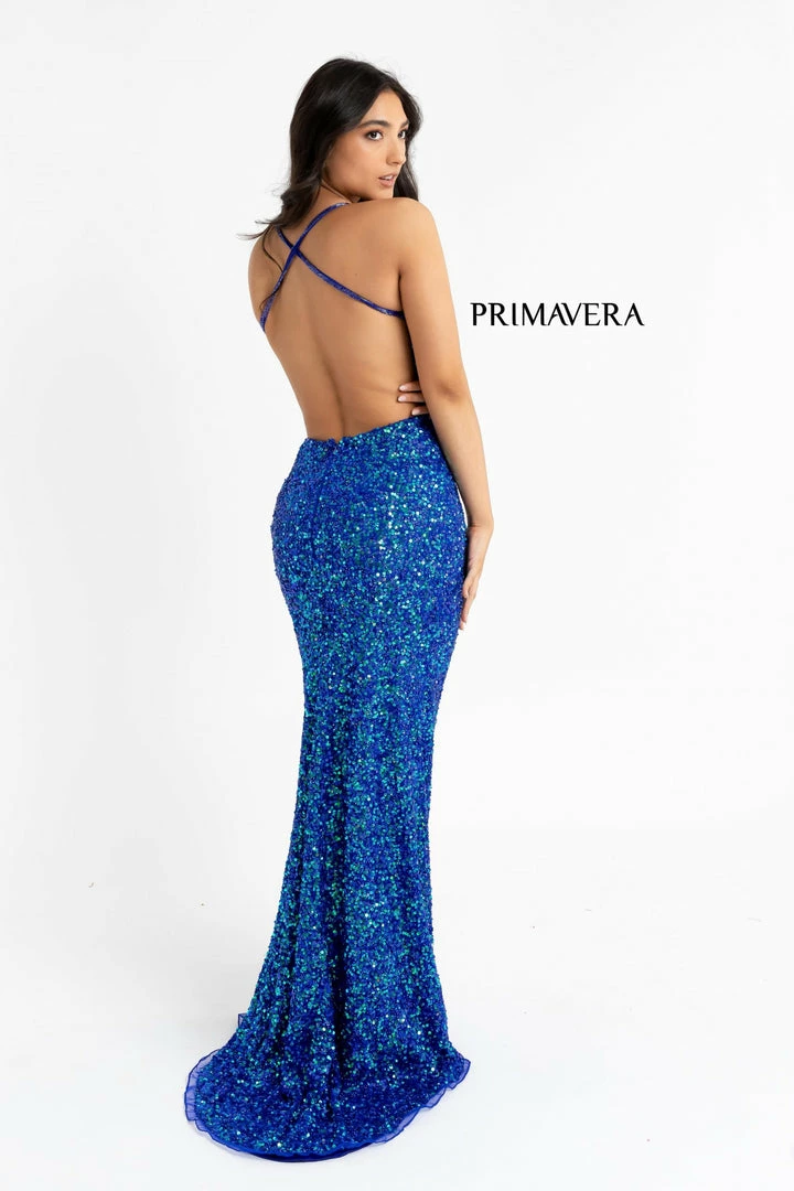 In Stock Backless Dresses Primavera Couture 3291 Blue Prom Dress Sequins V Neckline Fitted Side Slit Backless Sizes 00, 2, 4, 8, 12, 14 4 In Stock Backless Dresses Primavera Couture 3291 Blue Prom Dress Sequins V Neckline Fitted Side Slit Backless Sizes 00, 2, 4, 8, 12, 14