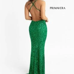 Sequin Dresses Primavera Couture 3291 Long Fitted Backless Sequin Prom Dress Formal Evening Gown