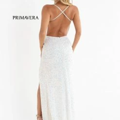 Sequin Dresses Primavera Couture 3291 Long Fitted Backless Sequin Prom Dress Formal Evening Gown