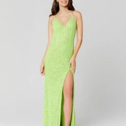 In Stock Primavera Couture 3291 Neon Pink Prom Dress Long Fitted Backless Sequin Formal Evening Gown Size 00, 0, 2, 4, 6