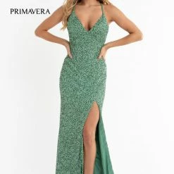 Sequin Dresses Primavera Couture 3291 Long Fitted Backless Sequin Prom Dress Formal Evening Gown