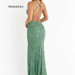 Sequin Dresses Primavera Couture 3291 Long Fitted Backless Sequin Prom Dress Formal Evening Gown