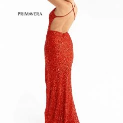 In Stock Primavera Couture 3291 Red Prom Dresses Sizes 2, 14 Sequin V Neckline Backless 12 In Stock Primavera Couture 3291 Red Prom Dresses Sizes 2, 14 Sequin V Neckline Backless