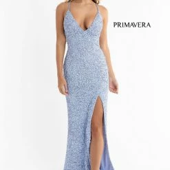 Sequin Dresses Primavera Couture 3291 Long Fitted Backless Sequin Prom Dress Formal Evening Gown