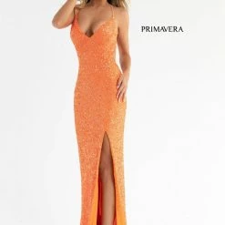 Sequin Dresses Primavera Couture 3291 Long Fitted Backless Sequin Prom Dress Formal Evening Gown