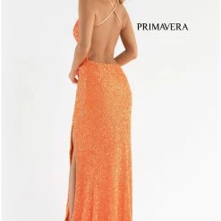 Sequin Dresses Primavera Couture 3291 Long Fitted Backless Sequin Prom Dress Formal Evening Gown