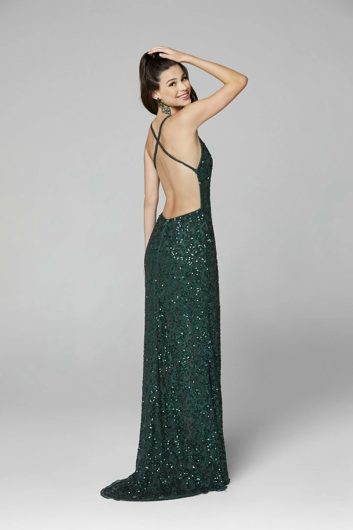 In Stock Backless Dresses Primavera Couture 3295 Size 4, 6, 8 Emerald Prom Dress V Neckline Sequins Backless Slit Formal Evening Gown 36 In Stock Backless Dresses Primavera Couture 3295 Size 4, 6, 8 Emerald Prom Dress V Neckline Sequins Backless Slit Formal Evening Gown