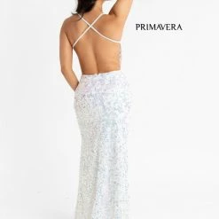 In Stock Primavera Couture 3295 Ivory Prom Dress V Neckline Sequins Long Evening Gown Sizes 8 Backless Dresses 12 In Stock Primavera Couture 3295 Ivory Prom Dress V Neckline Sequins Long Evening Gown Sizes 8 Backless Dresses