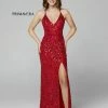 In Stock Primavera Couture 3295 Red Size 10 Prom Dress V Neckline Sequins Backless Slit Formal Evening Gown Backless Dresses