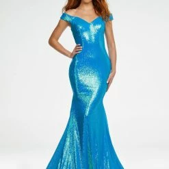 Ashleylauren Ashley Lauren 11107 Sequin Pageant Dress Prom Gown Backless Off The Shoulder