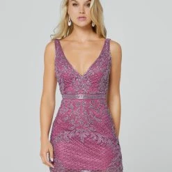 In Stock Primavera Couture 3312 Pink Beaded Homecoming Dress Cocktail Formal Dance Dress Size 0