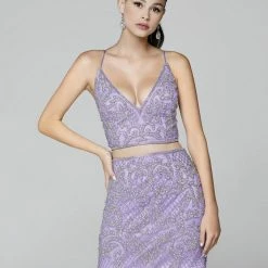In Stock Primavera Couture 3321 Cocktail Dress Two Piece Beaded Homecoming Dress Fitted Size 2
