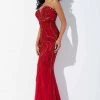 In Stock Jovani JVN 33692 Size 12 Wine Crystal Beaded Pageant Gown Prom Dress Strapless