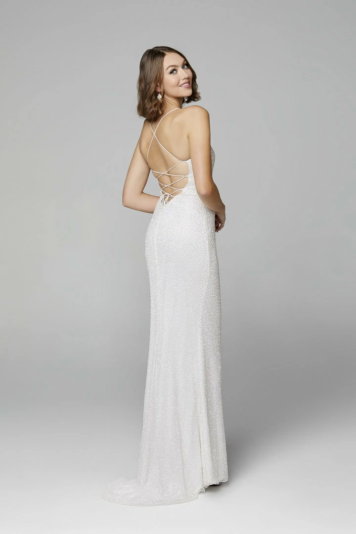 Backless Dresses Primavera Couture 3413 Scoop Neckline Beaded Sequins Prom Dress Open Back Slit 38 Backless Dresses Primavera Couture 3413 Scoop Neckline Beaded Sequins Prom Dress Open Back Slit