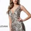 Jovani 3414 Gold Silver Low V Neck Sleeveless Homecoming Dress Prom Gown