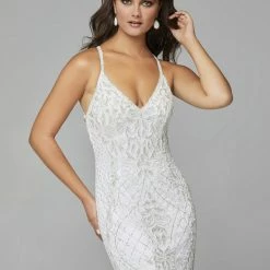 In Stock Primavera Couture 3428 Size 8, 12 Beaded V Neckline Prom Dress Wedding Gown