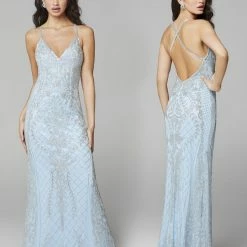 In Stock Primavera Couture 3428 Size 8 Powder Blue Beaded Prom Dress Evening Gown