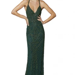 In Stock Primavera Couture 3428 Size 22 Embellished Beaded V Neckline Prom Dress Evening Gown