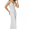 In Stock Primavera Couture 3428 Size 8, 12 Beaded V Neckline Prom Dress Wedding Gown