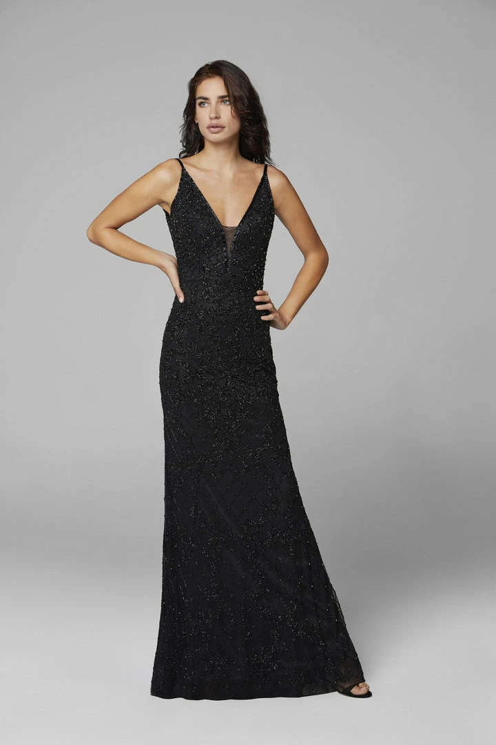 Primavera Couture 3433 Long V Neckline Sequin Prom Dress Embellished Straight Skirt 38 Primavera Couture 3433 Long V Neckline Sequin Prom Dress Embellished Straight Skirt