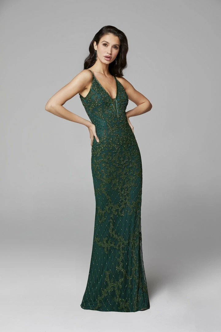 Primavera Couture 3433 Long V Neckline Sequin Prom Dress Embellished Straight Skirt 44 Primavera Couture 3433 Long V Neckline Sequin Prom Dress Embellished Straight Skirt