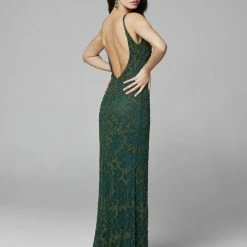 Primavera Couture 3433 Long V Neckline Sequin Prom Dress Embellished Straight Skirt 112 Primavera Couture 3433 Long V Neckline Sequin Prom Dress Embellished Straight Skirt
