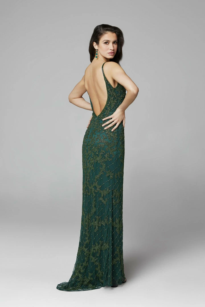 Primavera Couture 3433 Long V Neckline Sequin Prom Dress Embellished Straight Skirt 45 Primavera Couture 3433 Long V Neckline Sequin Prom Dress Embellished Straight Skirt