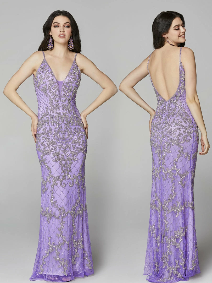 Primavera Couture 3433 Long V Neckline Sequin Prom Dress Embellished Straight Skirt 31 Primavera Couture 3433 Long V Neckline Sequin Prom Dress Embellished Straight Skirt