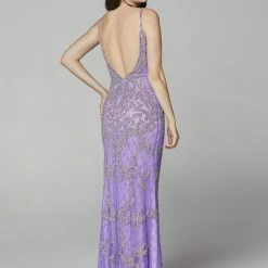 Primavera Couture 3433 Long V Neckline Sequin Prom Dress Embellished Straight Skirt 121 Primavera Couture 3433 Long V Neckline Sequin Prom Dress Embellished Straight Skirt