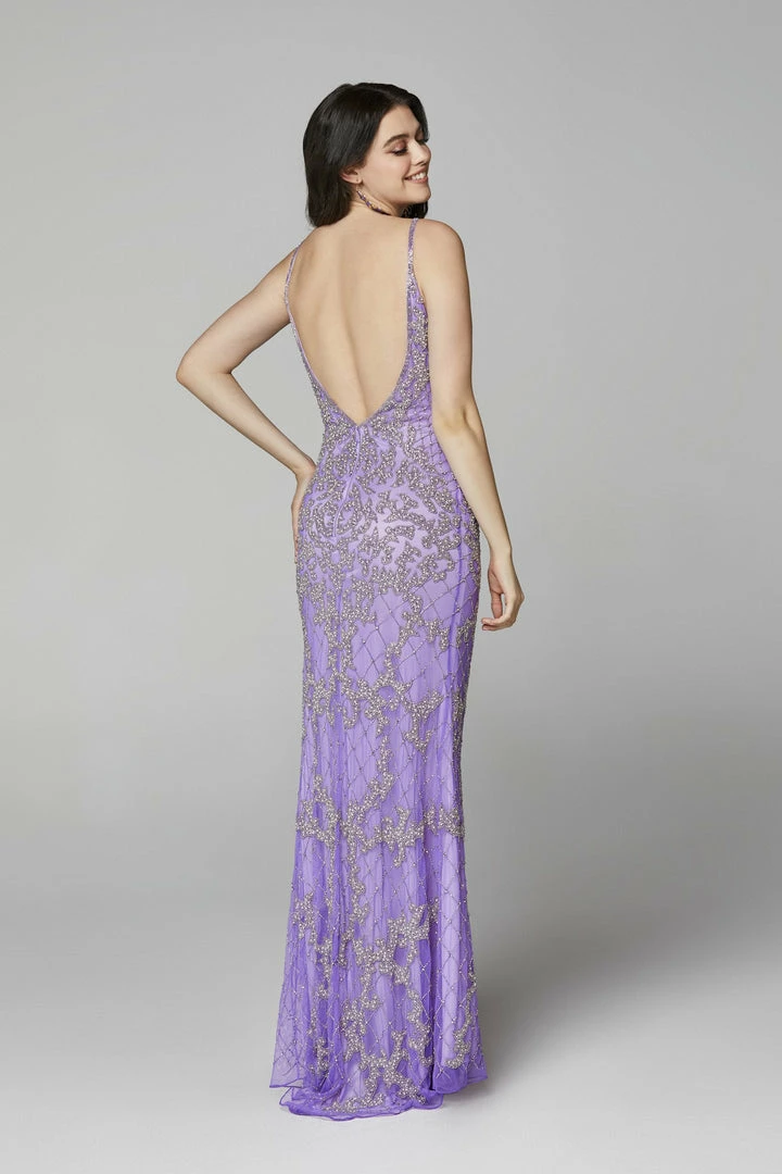 Primavera Couture 3433 Long V Neckline Sequin Prom Dress Embellished Straight Skirt 54 Primavera Couture 3433 Long V Neckline Sequin Prom Dress Embellished Straight Skirt