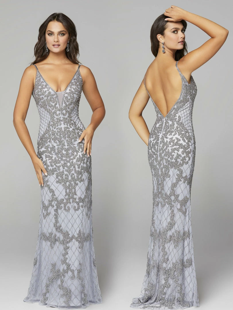 Primavera Couture 3433 Long V Neckline Sequin Prom Dress Embellished Straight Skirt 33 Primavera Couture 3433 Long V Neckline Sequin Prom Dress Embellished Straight Skirt