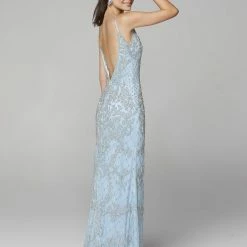 Primavera Couture 3433 Long V Neckline Sequin Prom Dress Embellished Straight Skirt 128 Primavera Couture 3433 Long V Neckline Sequin Prom Dress Embellished Straight Skirt