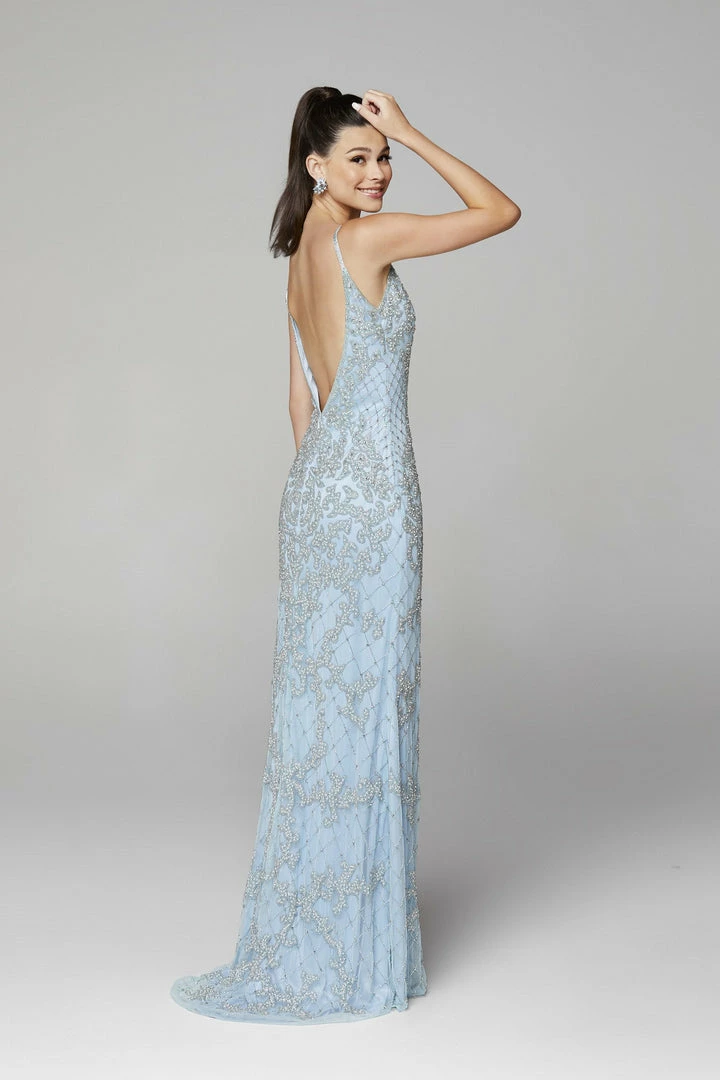 Primavera Couture 3433 Long V Neckline Sequin Prom Dress Embellished Straight Skirt 61 Primavera Couture 3433 Long V Neckline Sequin Prom Dress Embellished Straight Skirt