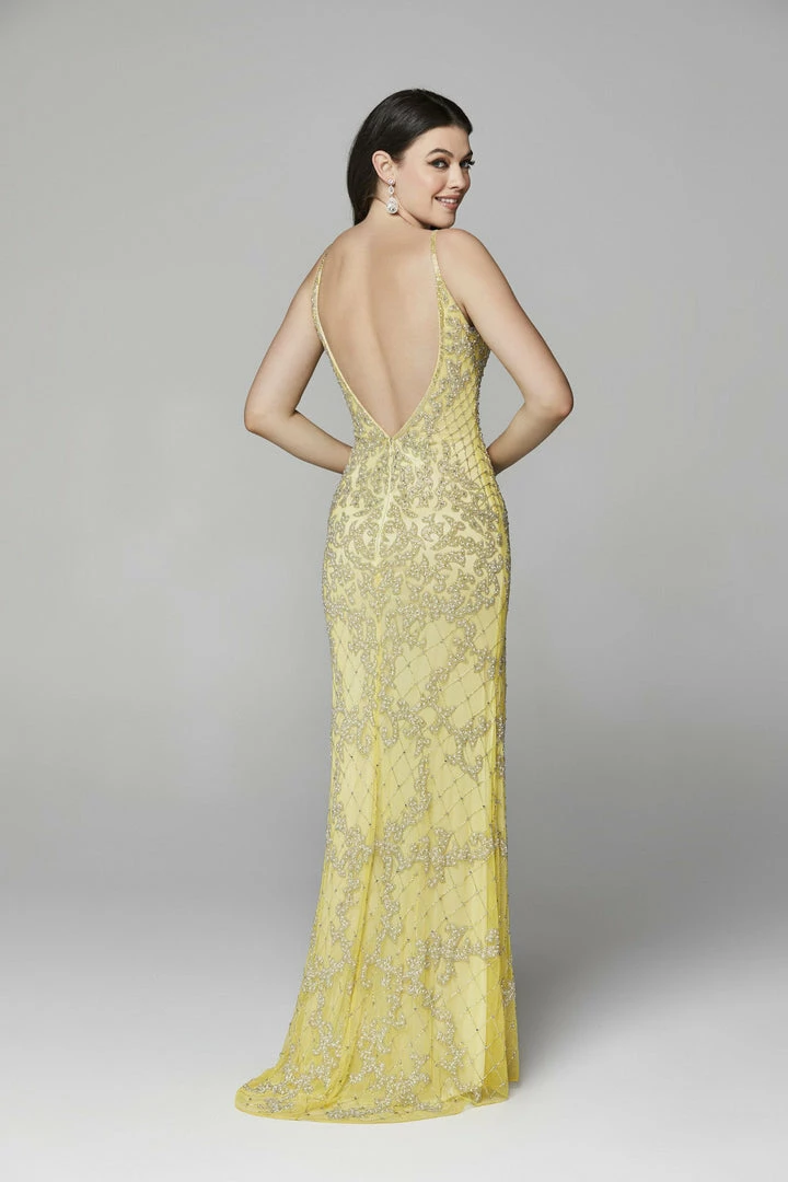 Primavera Couture 3433 Long V Neckline Sequin Prom Dress Embellished Straight Skirt 63 Primavera Couture 3433 Long V Neckline Sequin Prom Dress Embellished Straight Skirt