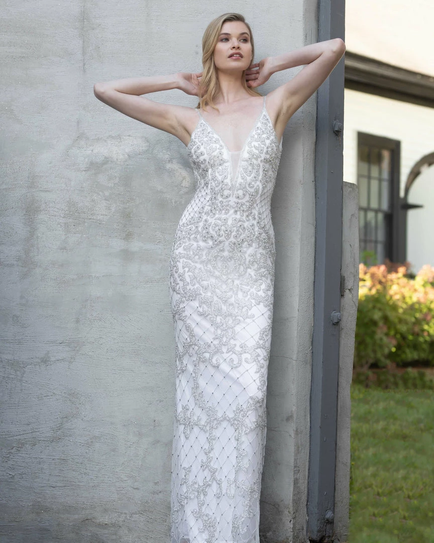 Primavera Couture 3433 Long V Neckline Sequin Prom Dress Embellished Straight Skirt 47 Primavera Couture 3433 Long V Neckline Sequin Prom Dress Embellished Straight Skirt