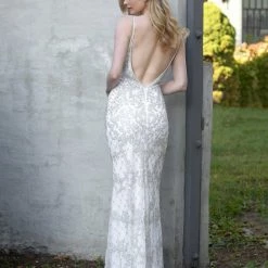 Primavera Couture 3433 Long V Neckline Sequin Prom Dress Embellished Straight Skirt 118 Primavera Couture 3433 Long V Neckline Sequin Prom Dress Embellished Straight Skirt