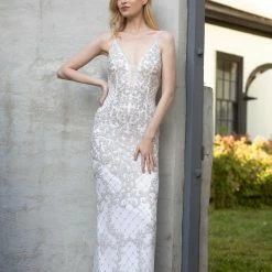 Primavera Couture 3433 Long V Neckline Sequin Prom Dress Embellished Straight Skirt 119 Primavera Couture 3433 Long V Neckline Sequin Prom Dress Embellished Straight Skirt