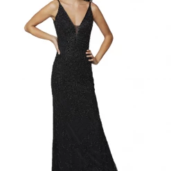 Primavera Couture 3433 Long V Neckline Sequin Prom Dress Embellished Straight Skirt 79 Primavera Couture 3433 Long V Neckline Sequin Prom Dress Embellished Straight Skirt