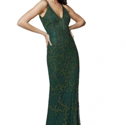 Primavera Couture 3433 Long V Neckline Sequin Prom Dress Embellished Straight Skirt 81 Primavera Couture 3433 Long V Neckline Sequin Prom Dress Embellished Straight Skirt