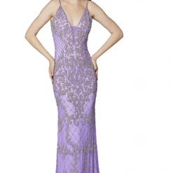 Primavera Couture 3433 Long V Neckline Sequin Prom Dress Embellished Straight Skirt 78 Primavera Couture 3433 Long V Neckline Sequin Prom Dress Embellished Straight Skirt