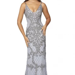 Primavera Couture 3433 Long V Neckline Sequin Prom Dress Embellished Straight Skirt 83 Primavera Couture 3433 Long V Neckline Sequin Prom Dress Embellished Straight Skirt