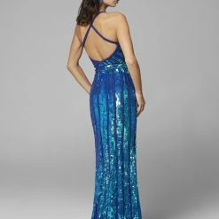 Backless Dresses Primavera Couture 3441 Sequin Embellished Prom Dress Iridescent Evening Gown 70 Backless Dresses Primavera Couture 3441 Sequin Embellished Prom Dress Iridescent Evening Gown