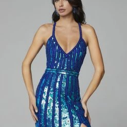 In Stock Primavera Couture 3441 Size 00, 8 Sequin Embellished Prom Dress Wedding Dress Iridescent Gown Backless Dresses