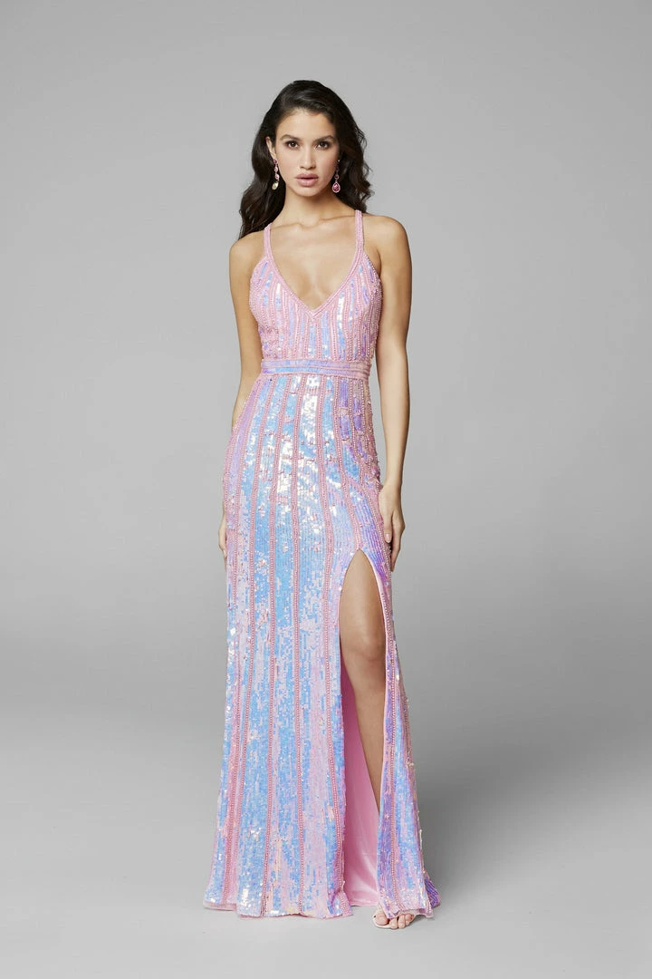 Backless Dresses Primavera Couture 3441 Sequin Embellished Prom Dress Iridescent Evening Gown 6 Backless Dresses Primavera Couture 3441 Sequin Embellished Prom Dress Iridescent Evening Gown