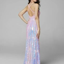 In Stock Primavera Couture 3441 Size 00, 8 Sequin Embellished Prom Dress Wedding Dress Iridescent Gown Backless Dresses