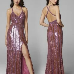 In Stock Primavera Couture 3441 Size 00, 8 Sequin Embellished Prom Dress Wedding Dress Iridescent Gown Backless Dresses