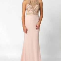 In Stock Swing Prom 3463 Sleeveless High Neckline Beaded Bodice And Jersey Gown Wine Size 4