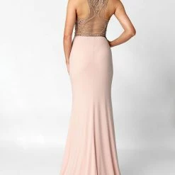 In Stock Swing Prom 3463 Sleeveless High Neckline Beaded Bodice And Jersey Gown Wine Size 4