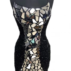 In Stock Backless Dresses Primavera Couture 3512 Ivory Cocktail Dress Size 00 Short Sequin Cut Glass Fitted Backless Corset