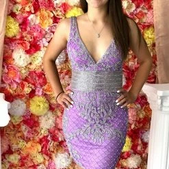 In Stock Primavera Couture 3514 Hot Pink Beaded Short Cocktail Dress Homecoming Formal Fitted Gown Size 00